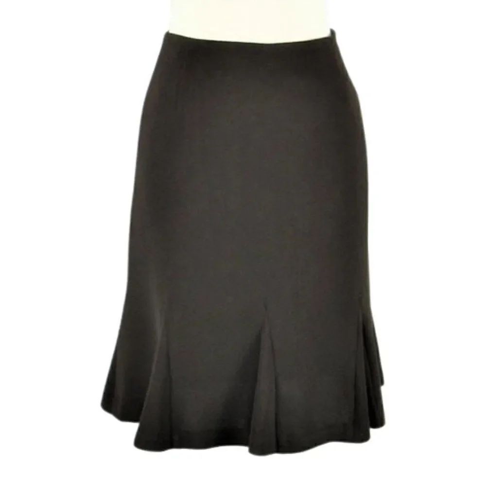 Skirt Fit & Flare A-Line Gusseted Fully Lined Side Zip Brown Women Size 8 Petite
